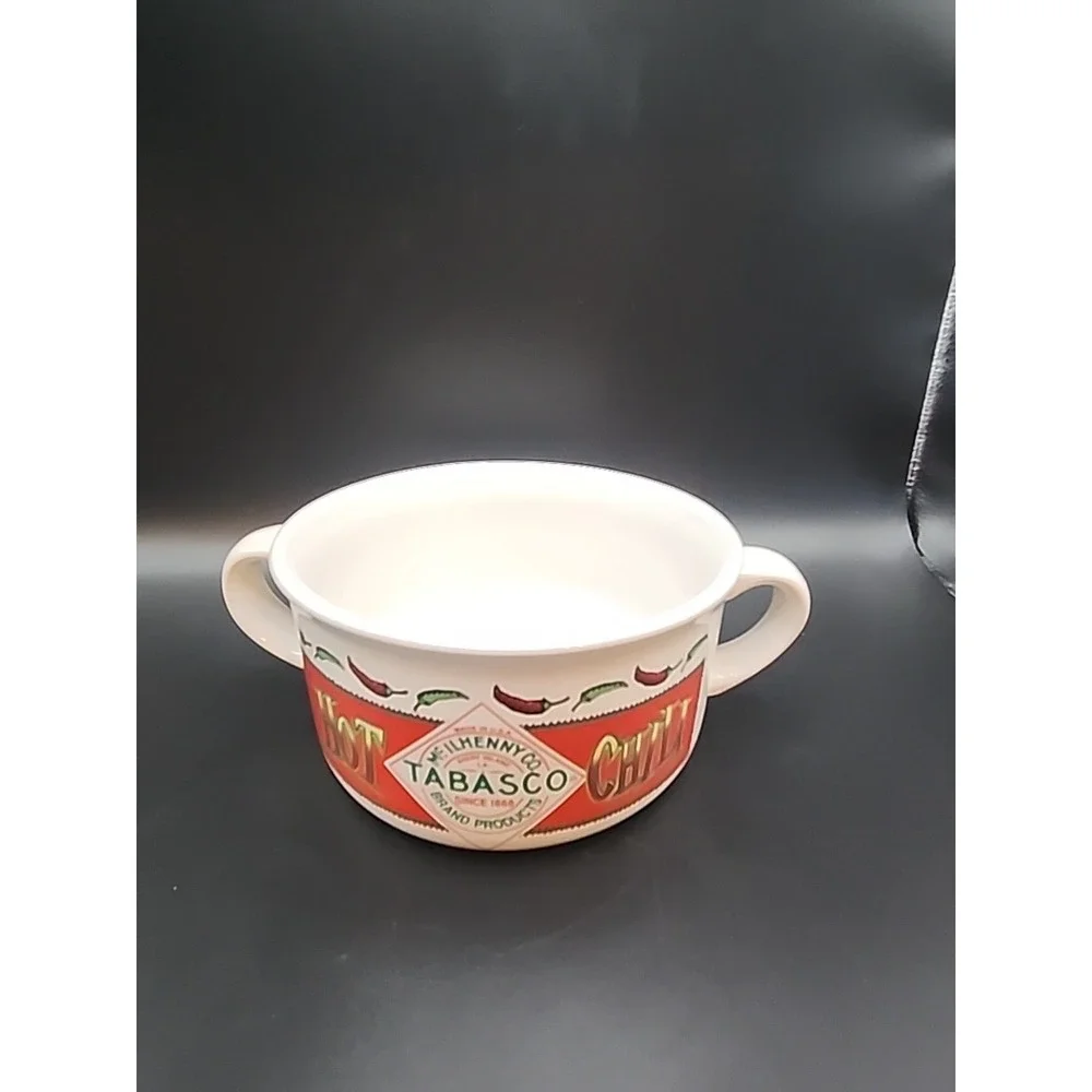 Vintage Tabasco Chili Ceramic Bowls Set Of 2 With Double Handles